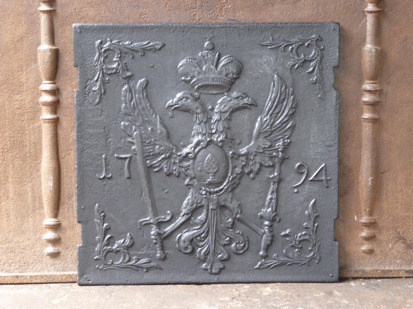 Cast 18th Century German Louis XV 'Coat of Arms' Fireback