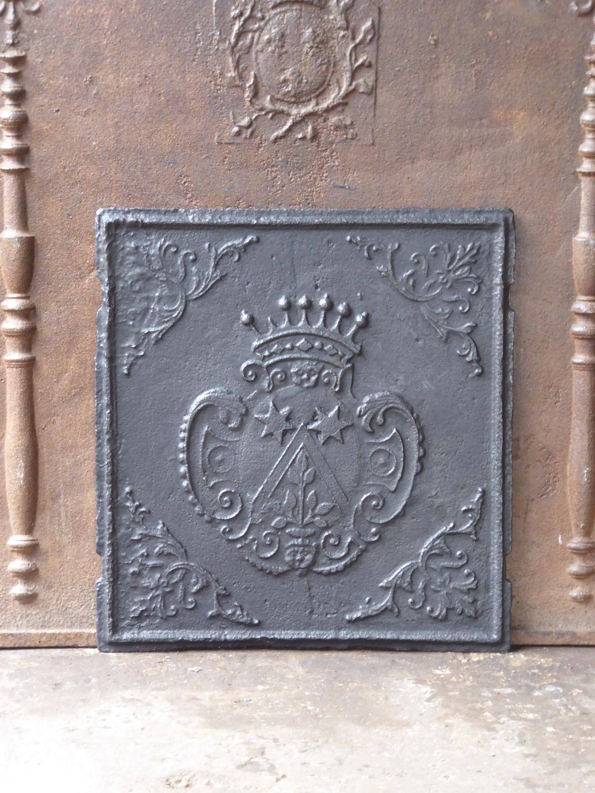 Cast 18th Century German Louis XV 'Coat of Arms' Fireback / Backsplash For Sale