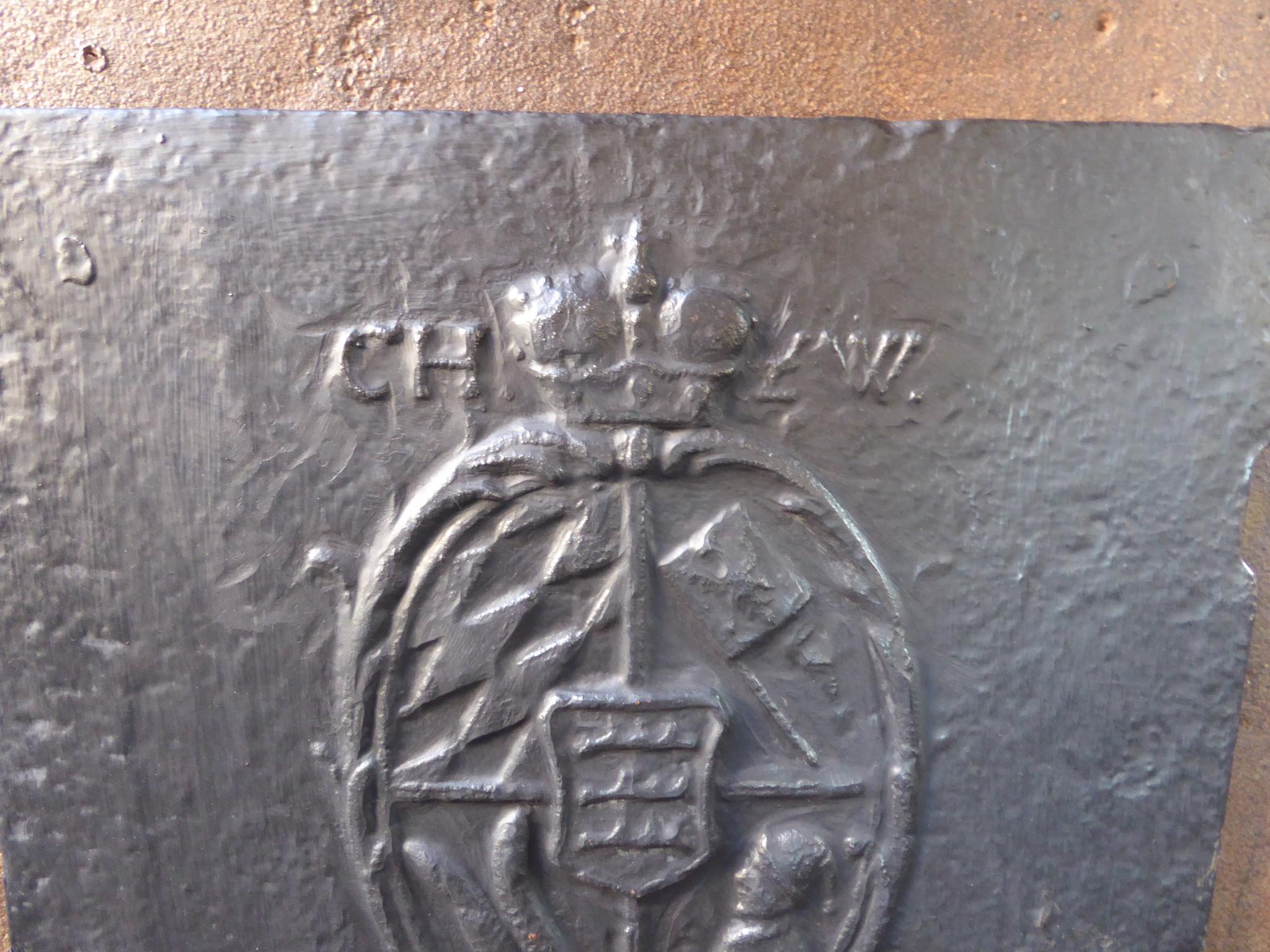 18th Century and Earlier 18th Century German Louis XV 'Coat of Arms' Fireback