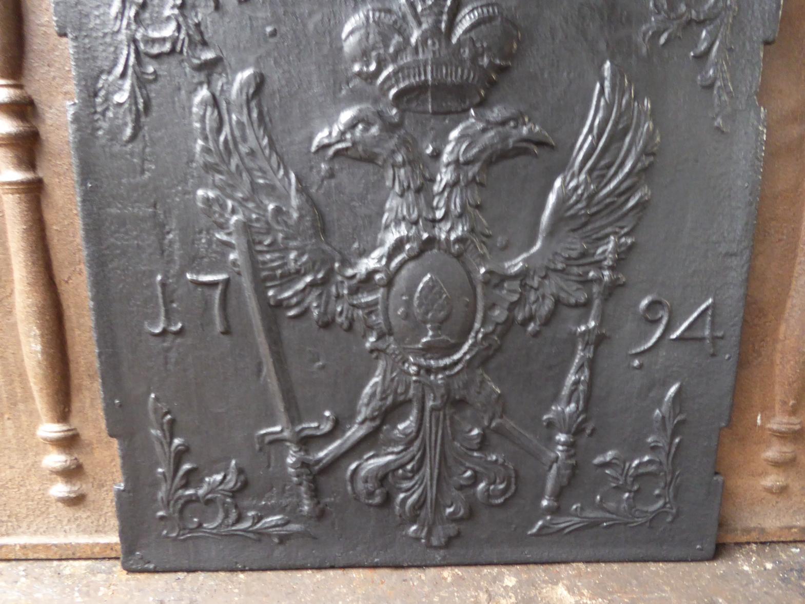 Iron 18th Century German Louis XV 'Coat of Arms' Fireback