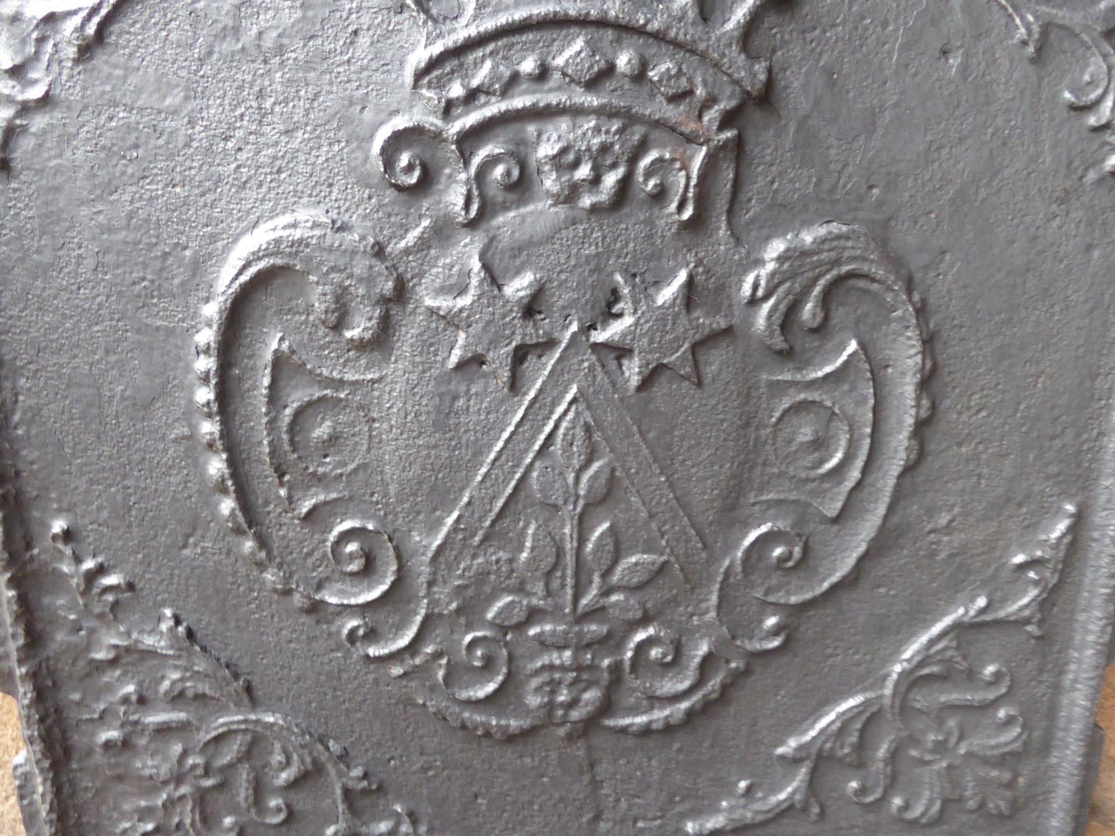 Iron 18th Century German Louis XV 'Coat of Arms' Fireback / Backsplash For Sale