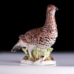 18th century German Meissen painted porcelain model of a Grey Partridge