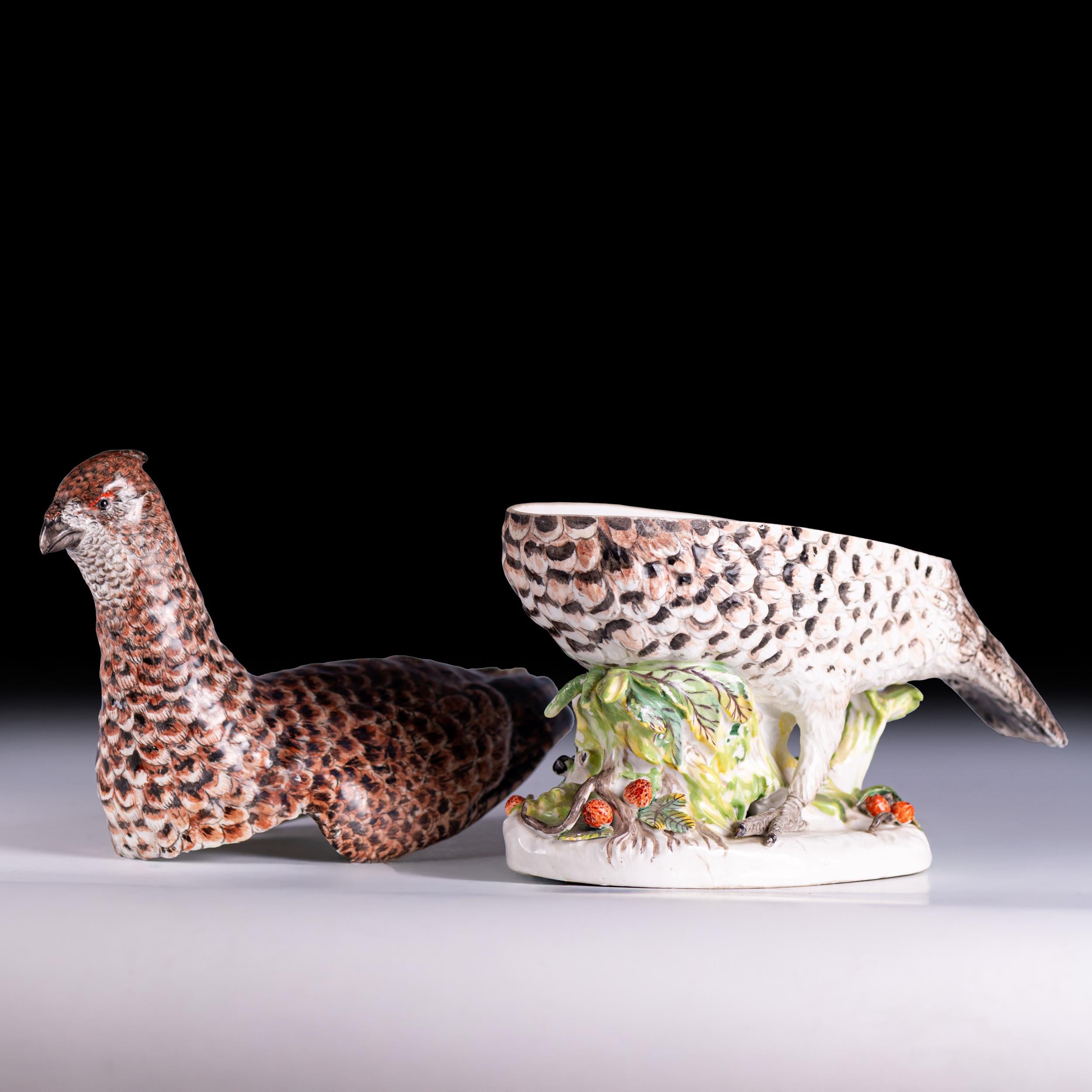 Modelo alemán de porcelana pintada de Meissen del siglo XVIII de una Perdiz Gris Alemán en venta
