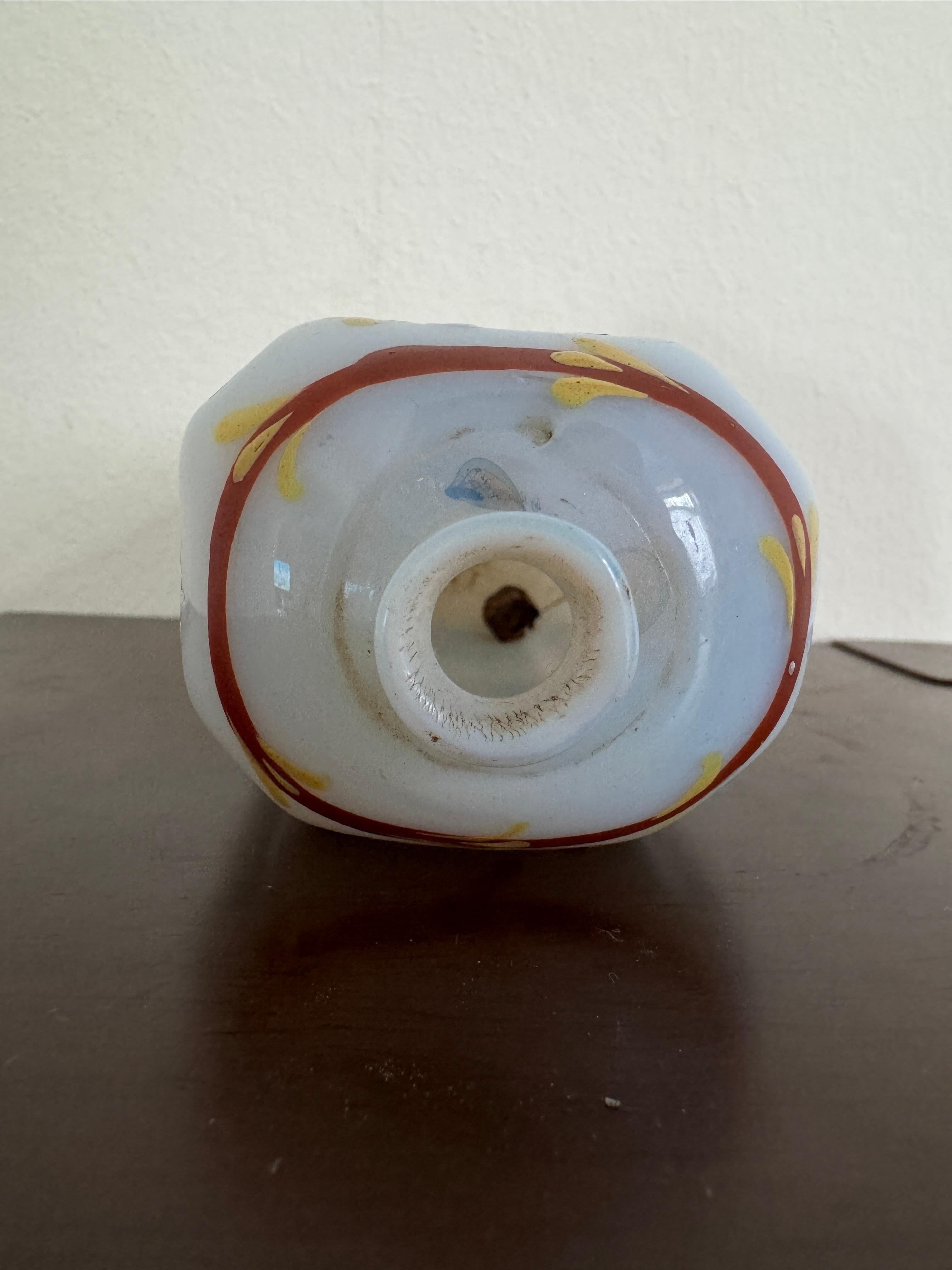18th Century German Milk Glass Decorated Bottle 5