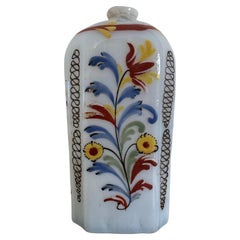 Antique 18th Century German Milk Glass Decorated Bottle