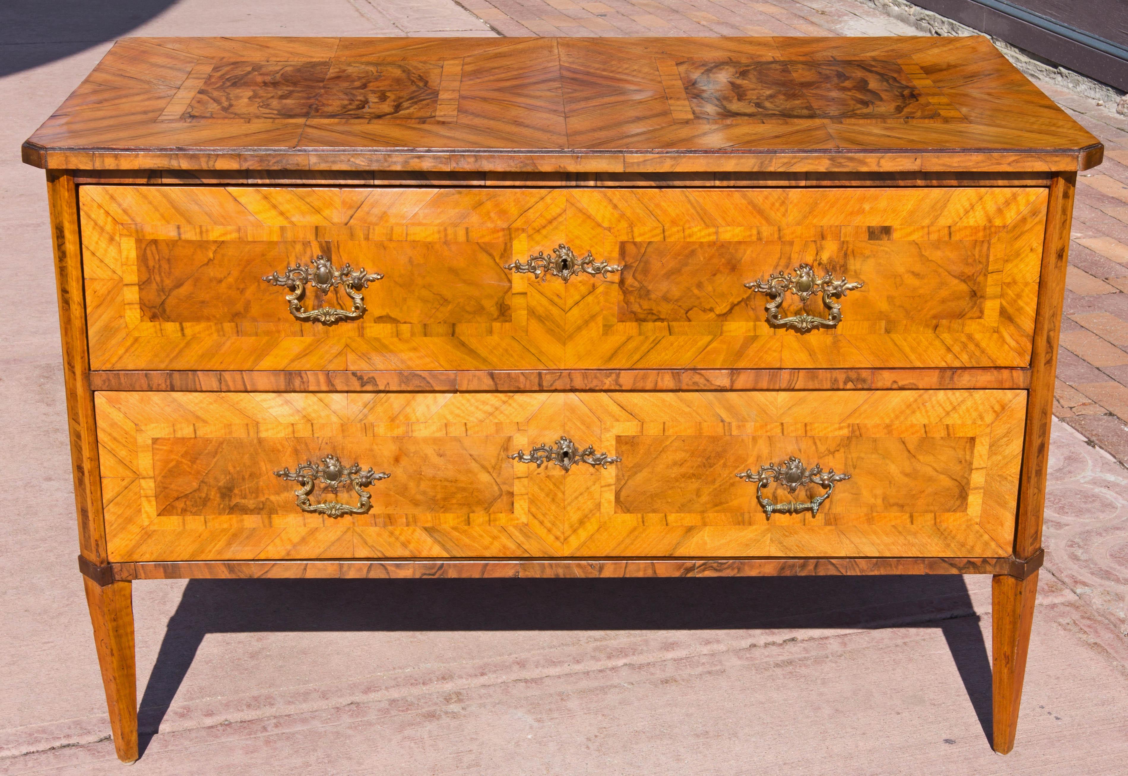 Wood 18th Century German Neoclassical Walnut Commode