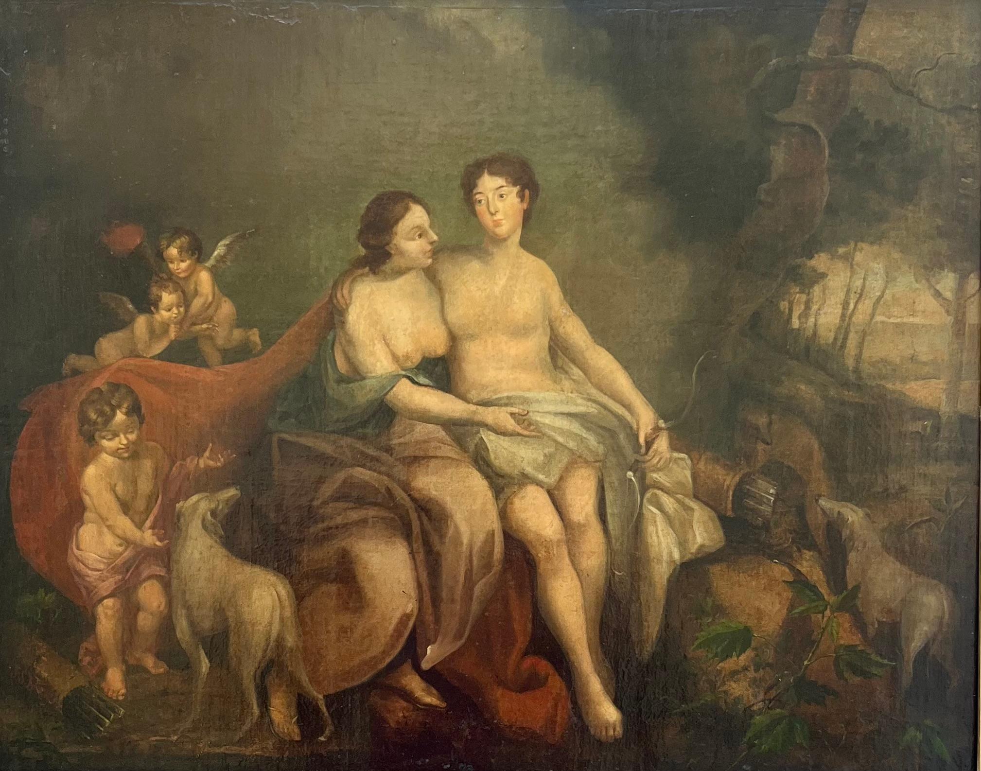 18th Century German Old Master Painting “ Diana and Endymion “ Signed

This exceptional and beautiful allegorical painting is executed in oil on canvas. The canvas is painted in a masterly manner by the German artist, Jacob Samuel Beck (1715 -