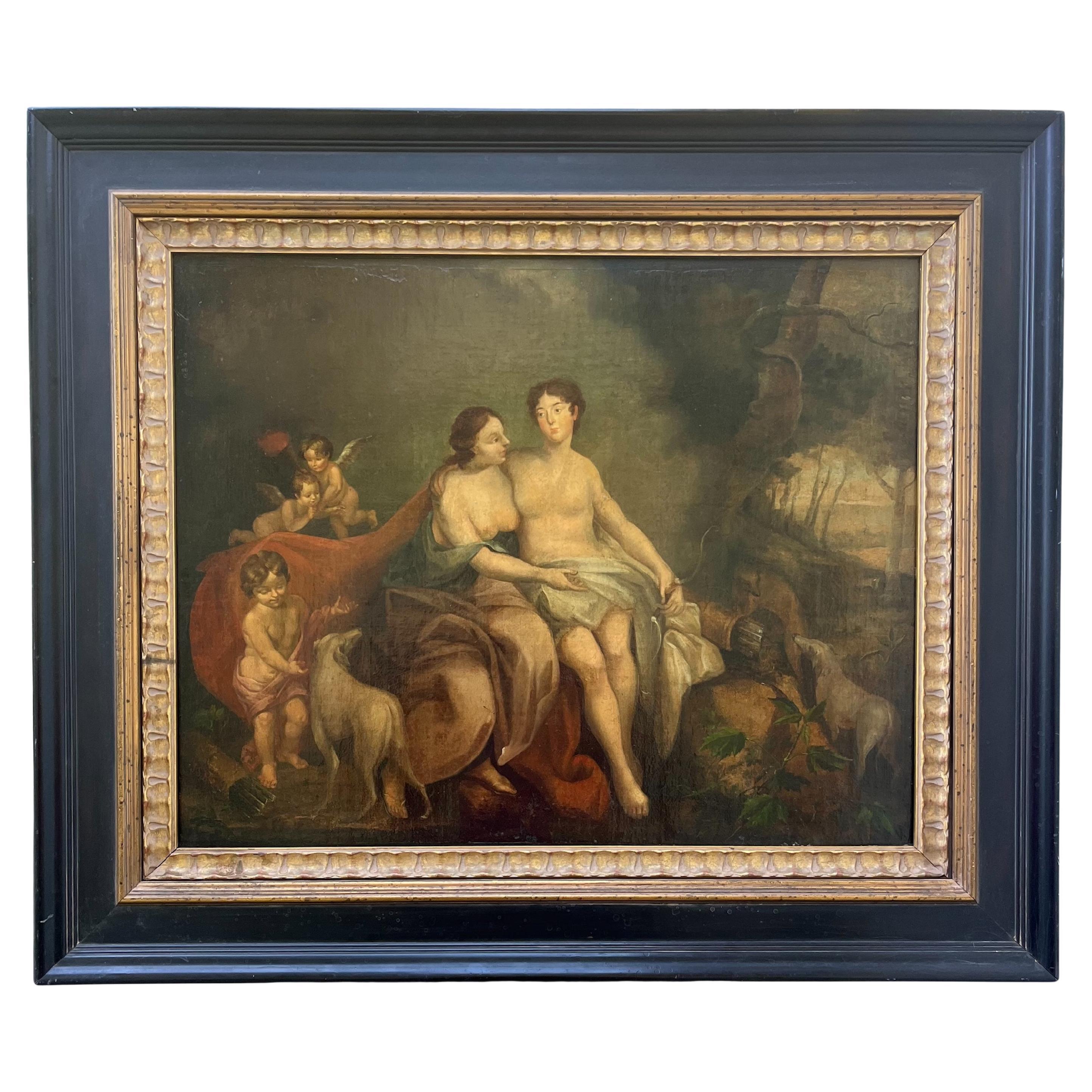 18th Century German Old Master Painting “Diana and Endymion" Signed. im Angebot