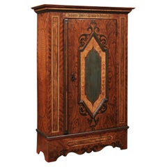 18th Century German Painted Cupboard in Ochre 
Green