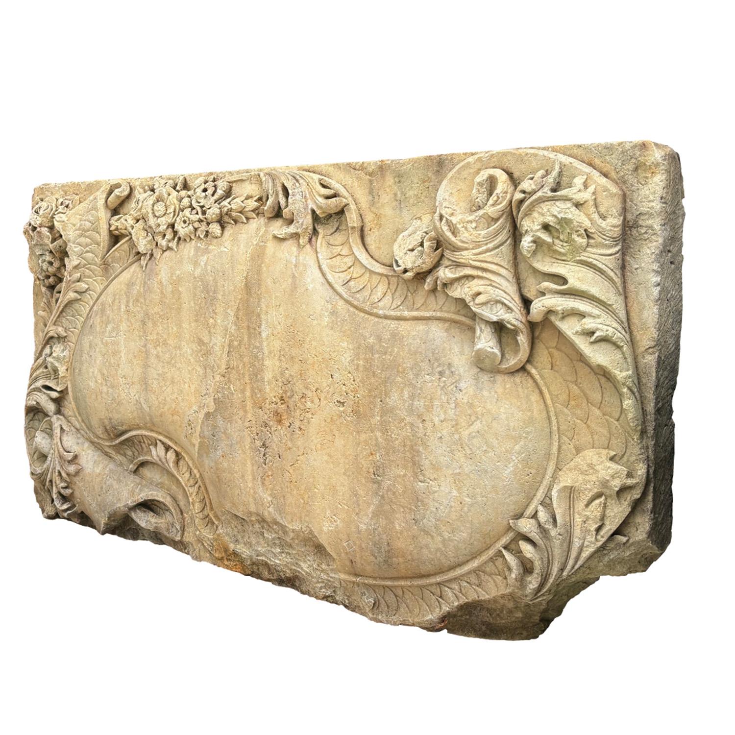Hand-Carved 18th Century German Pair of Similar Antique Baroque Sandstone Wall Reliefs For Sale