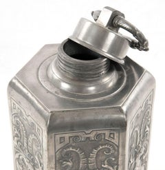 18th Century German Pewter Canister with Armorial Engravings