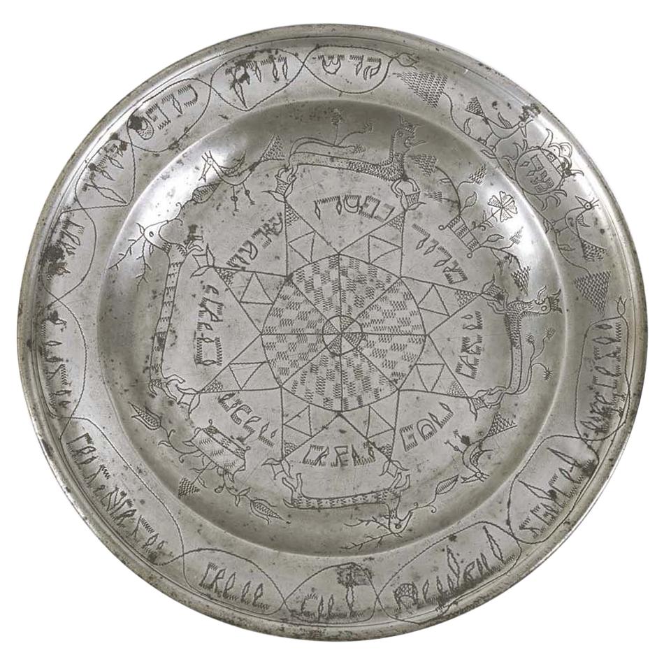 18th Century German Pewter Passover Plate