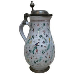 18th Century German Polychrome Enghals Krug Jug