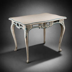 18th Century German Rococo Table, Carved and Painted Wood