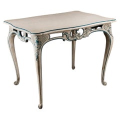 18th Century German Rococo Table, Carved and Painted Wood