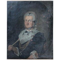 Antique 18th Century German School Oil on Canvas Portrait of Anna Margaretha Kesel