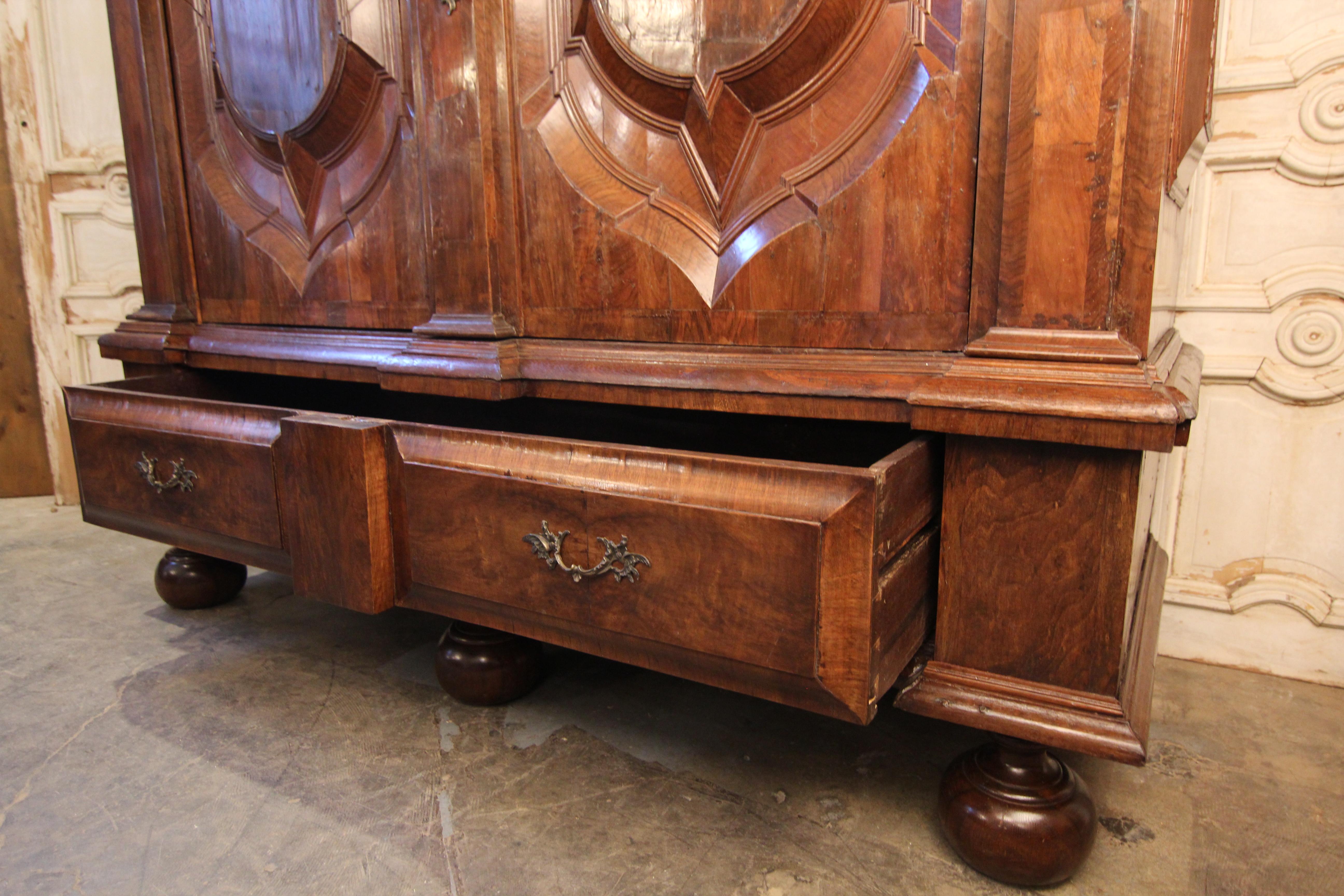 18th Century German Walnut Hamburger Schapp Cabinet For Sale 9