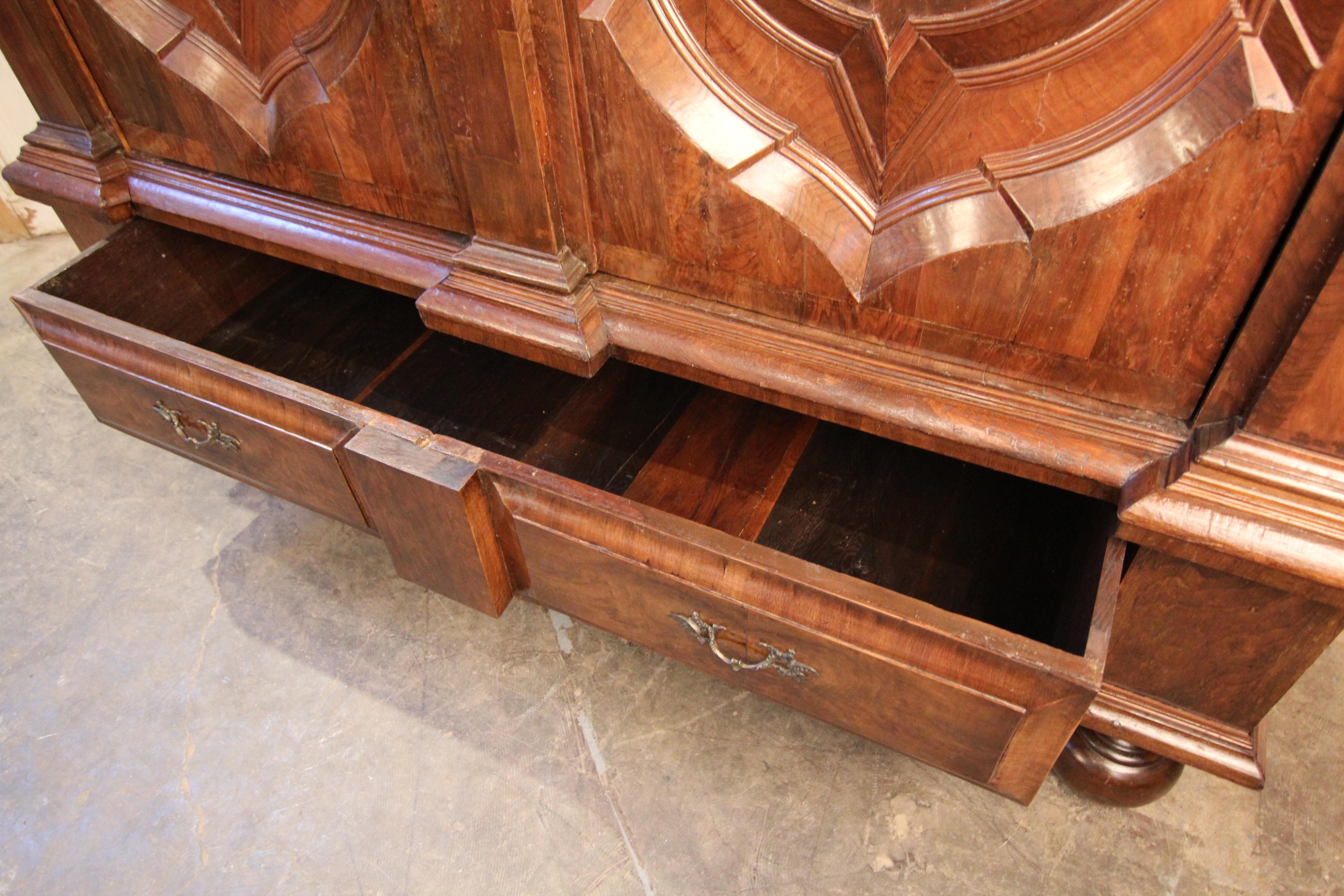 18th Century German Walnut Hamburger Schapp Cabinet For Sale 11