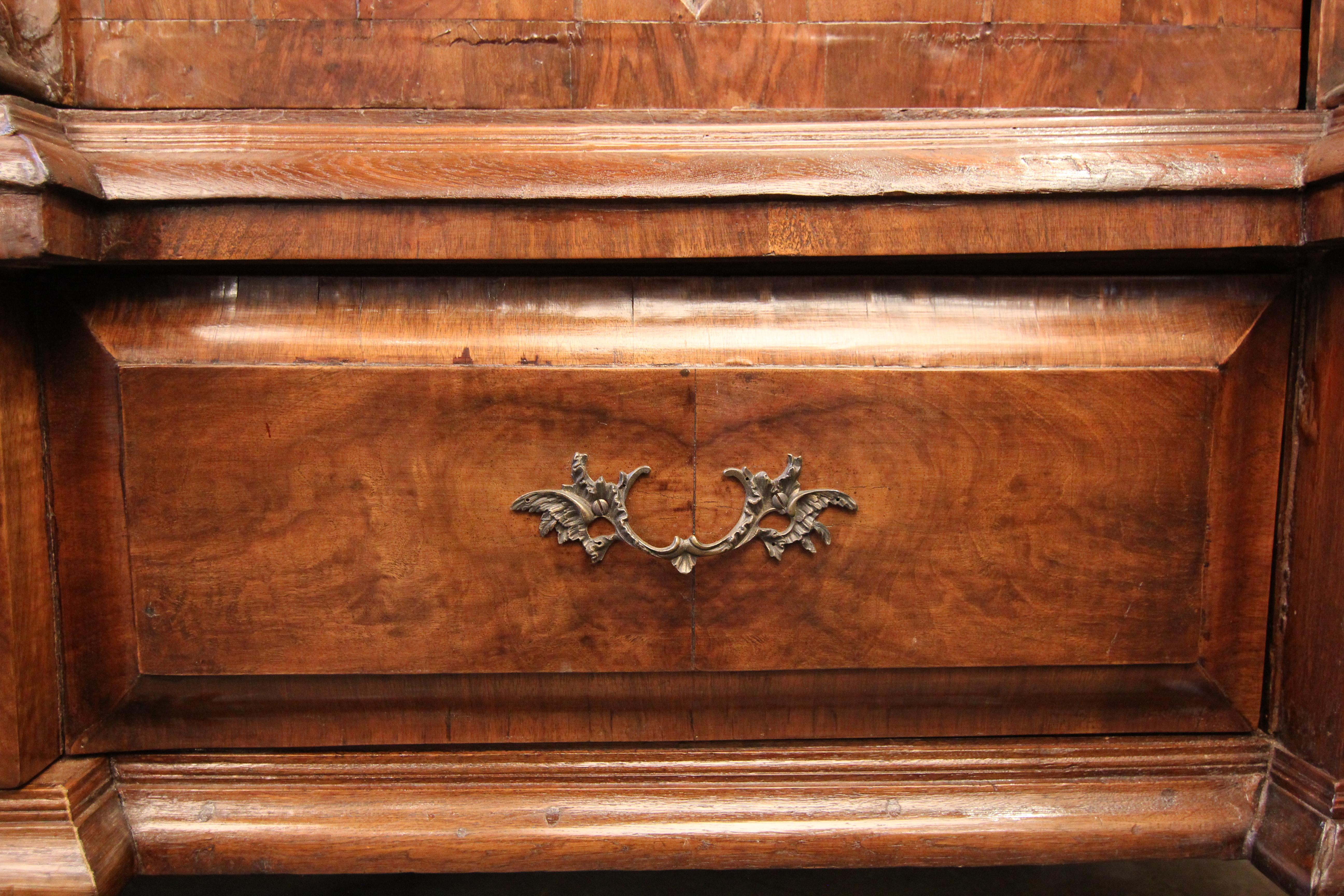 Hand-Carved 18th Century German Walnut Hamburger Schapp Cabinet For Sale