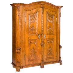 Antique 18th Century German Wardrobe, Cupboard, Carved Limewood, Louis XVI, circa 1790