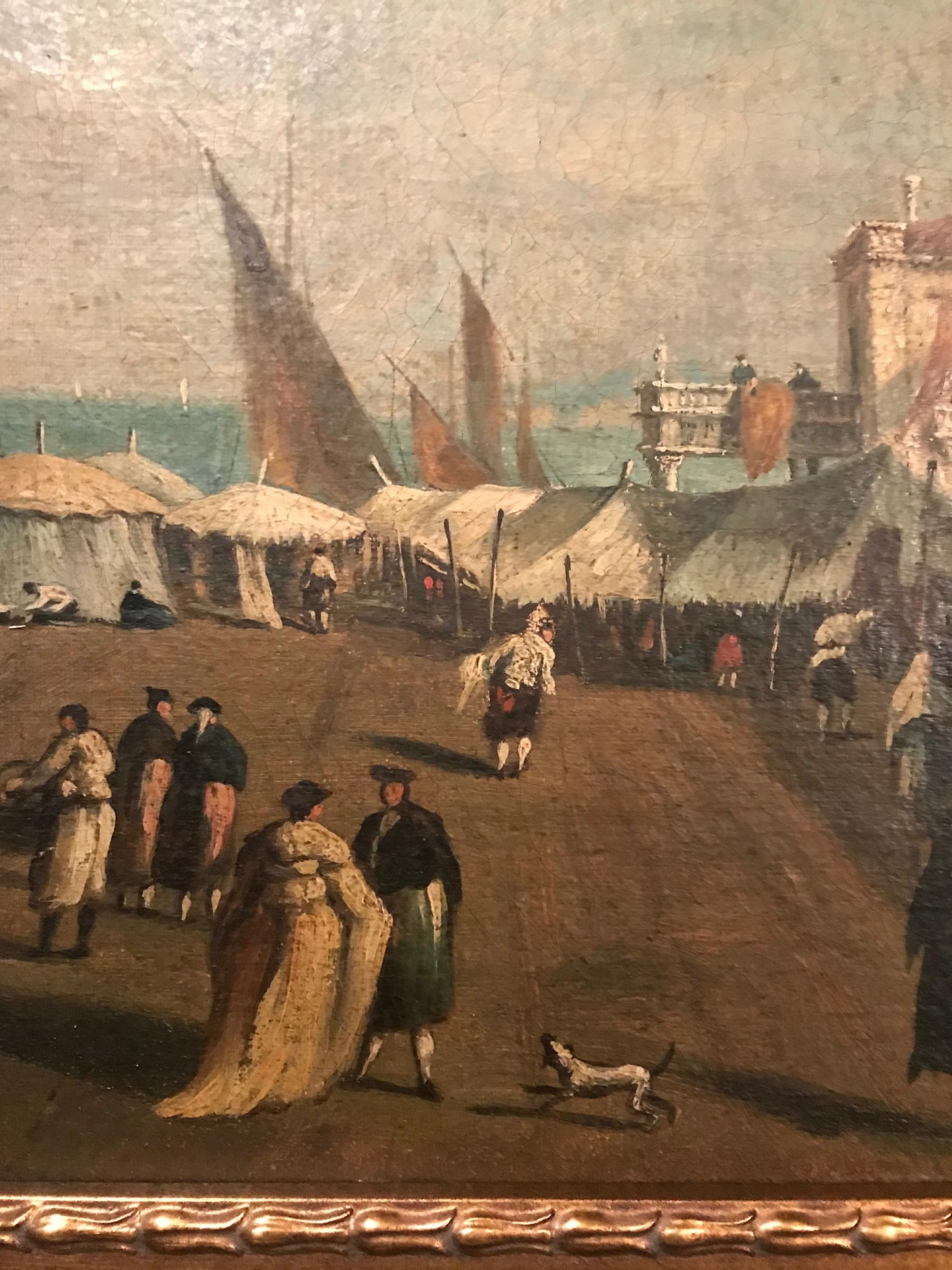 Siglo XVIII Pintura del Viejo Maestro Giacomo Guardi de la laguna veneciana, Procedencia en venta 3