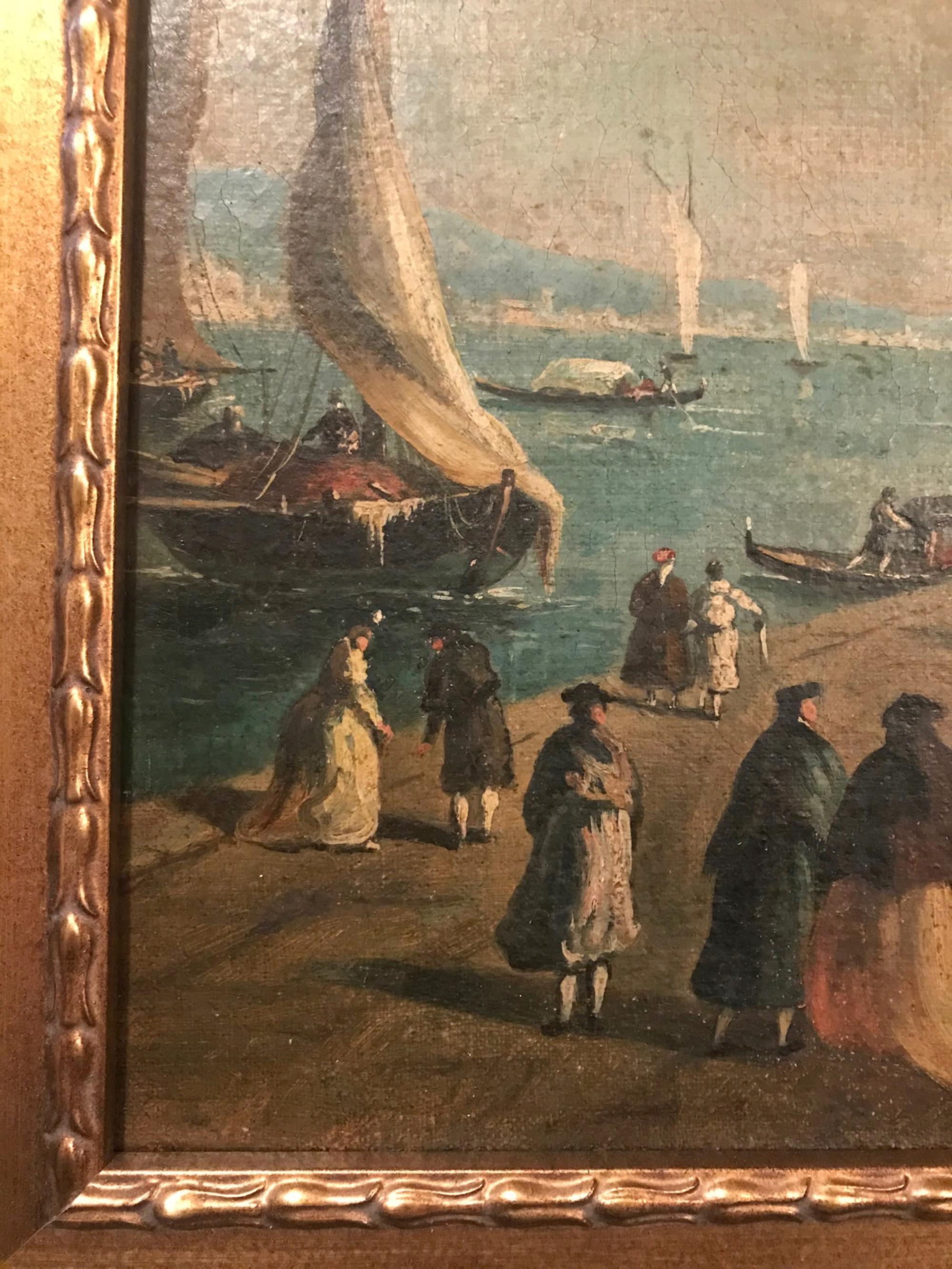 Cuadro antiguo del siglo XVIII de Giacomo Guardi sobre la Laguna de Venecia. Procedencia.

Antigua pintura maestra al óleo sobre lienzo del artista Giacomo Guardi (1764-1835). Se trata de una obra especialmente bella del hijo de Francesco Guardi,