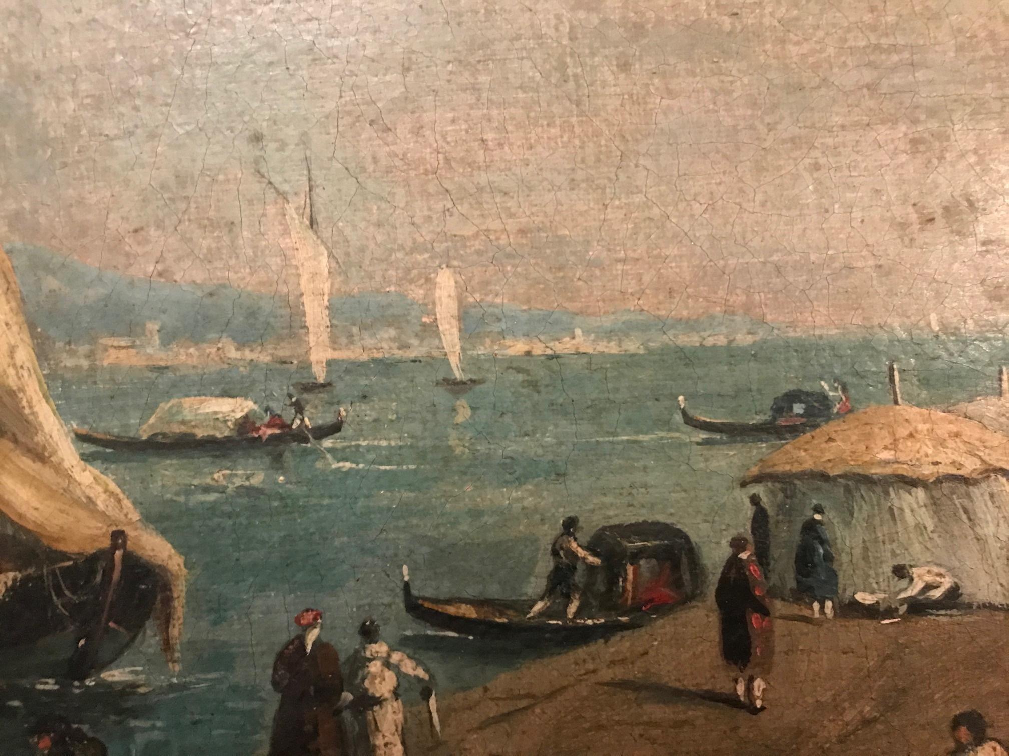 Italian 18th Century Giacomo Guardi Old Master Painting of Venetian Lagoon, Provenance For Sale