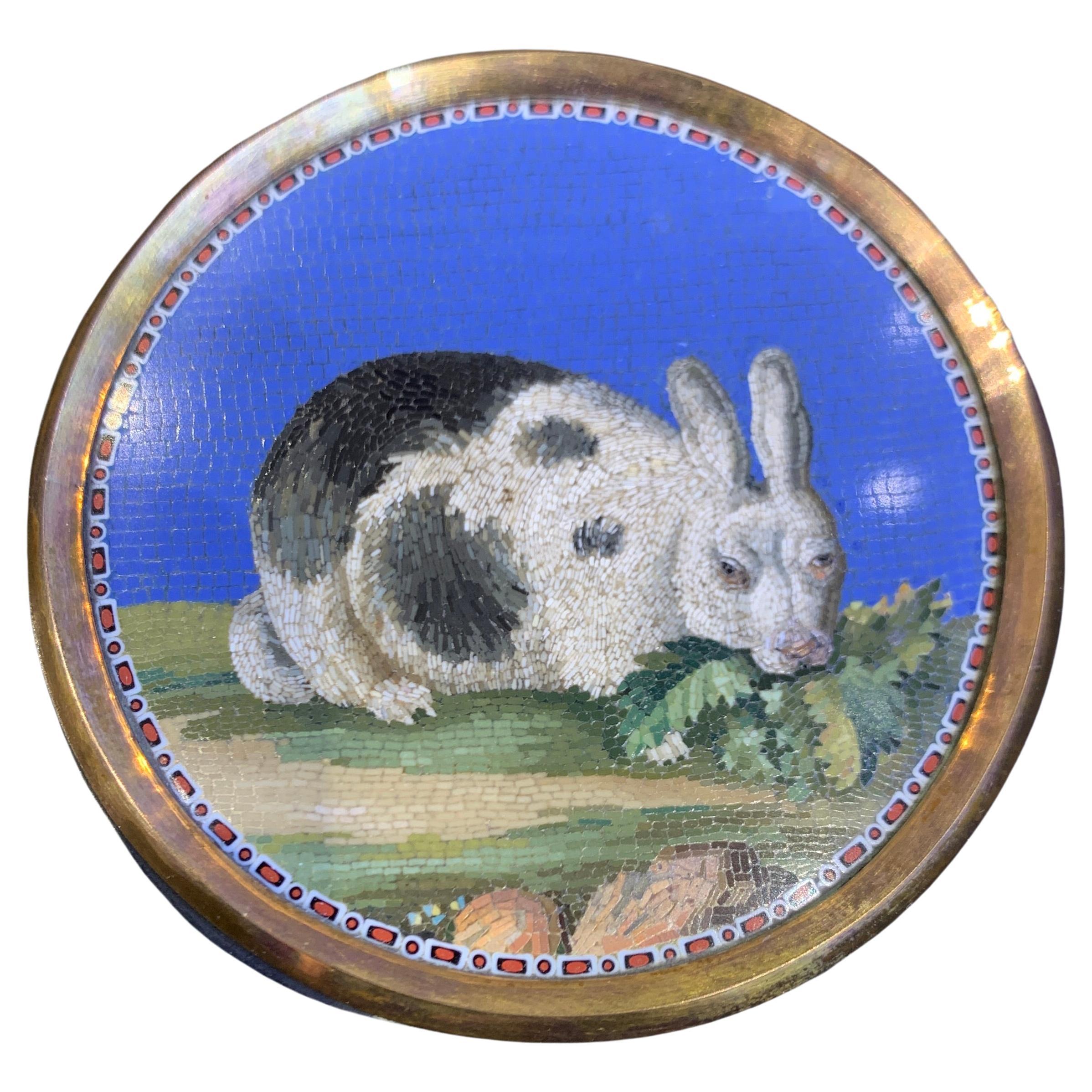 Giacomo Raffaelli Mikro-Mosaik-Kaninchen-Plakette aus dem 18.