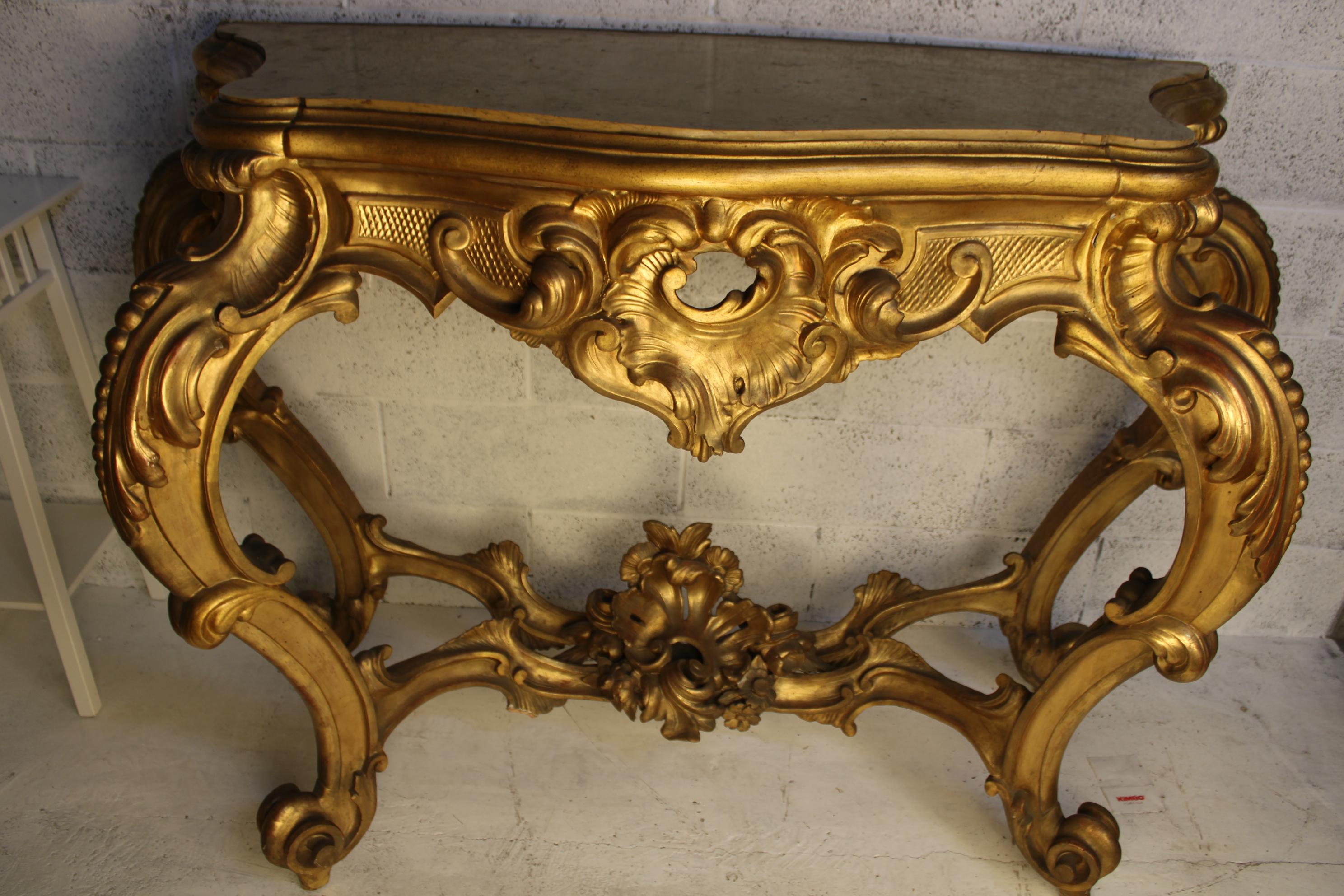French Louis XV Gilded Console Table Rome Italy, carved console 18th century 