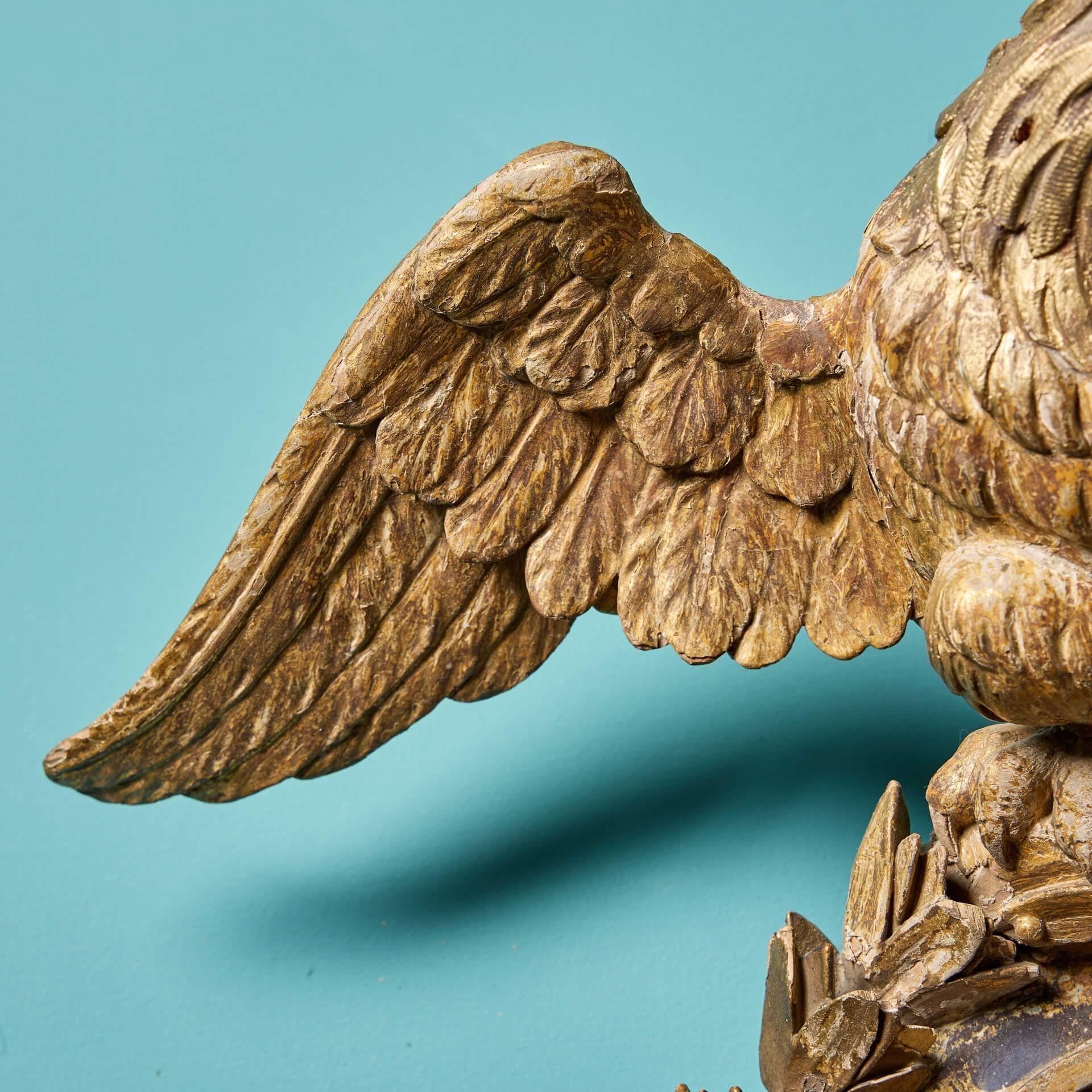 English 18th Century Gilded & Carved Eagle with Patera