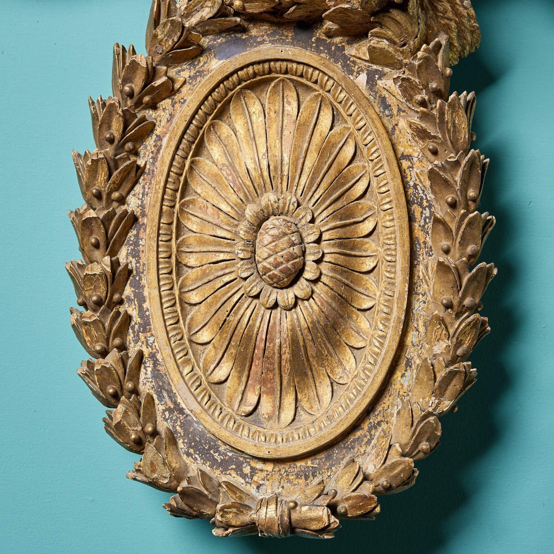 Hand-Carved 18th Century Gilded & Carved Eagle with Patera