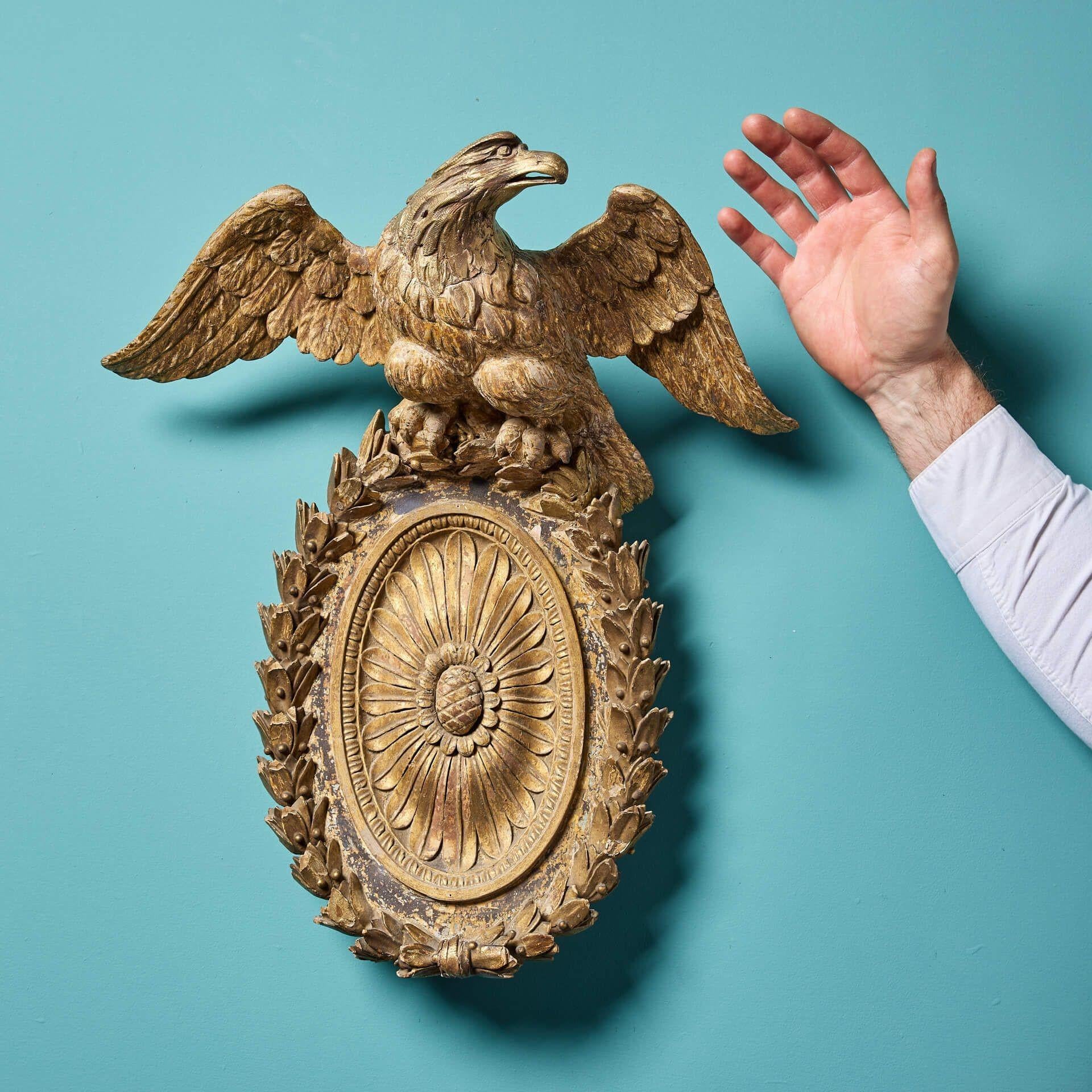 18th Century Gilded & Carved Eagle with Patera 1