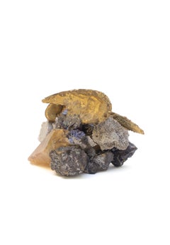 18th Century Gilded Italian Angel Wings Mounted on Calcite Crystal in Sphalerite