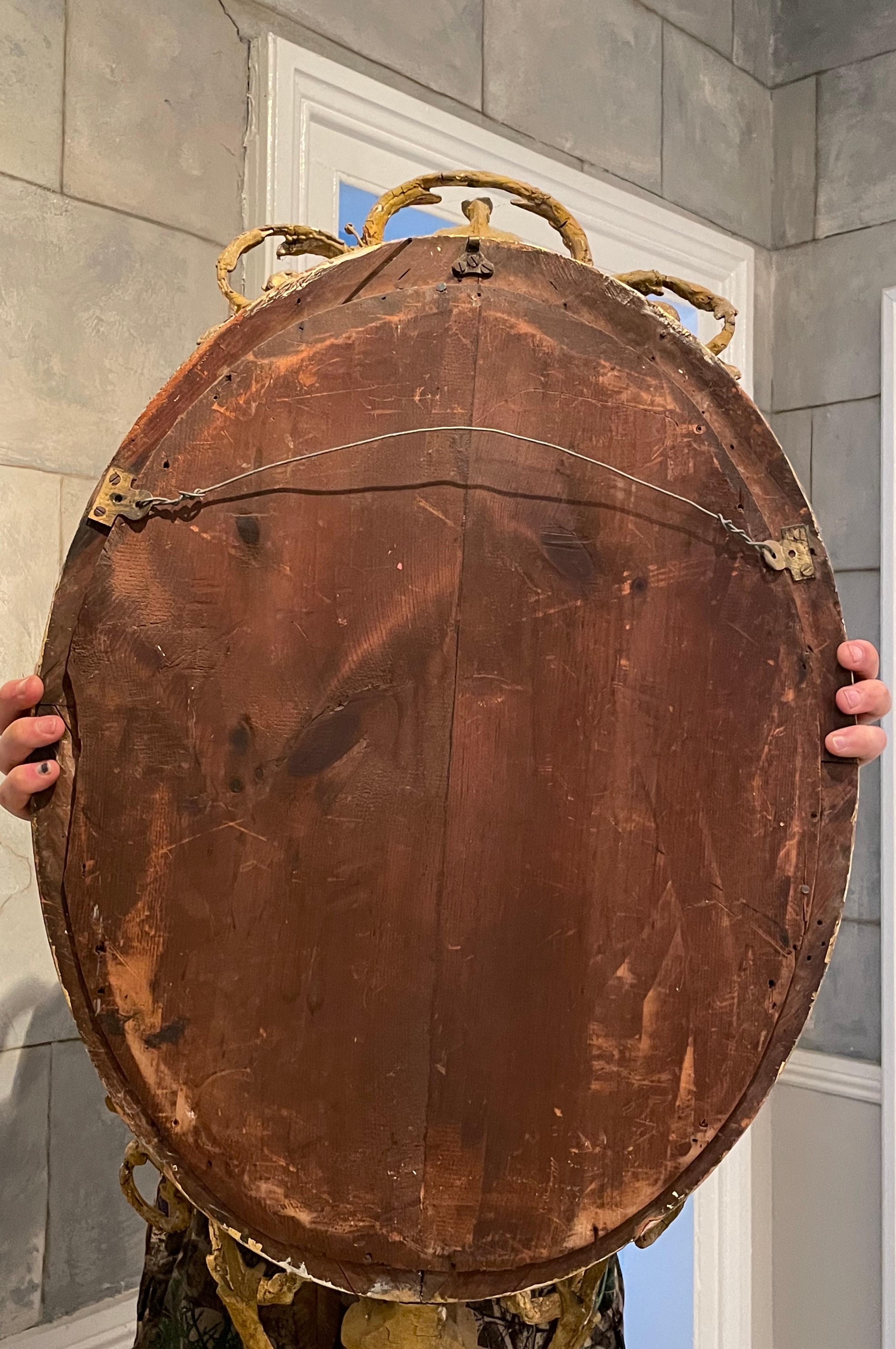 18th Century Gilded Oval Girandole Mirror with Triple Candelabra For Sale 3