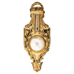18th Century Gilt Barometer Signed on Dial by J. Ruscon