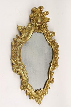 18th Century Gilt Baroque Mirror With Old Mirror Plate, Handcarved - IT ca.1790