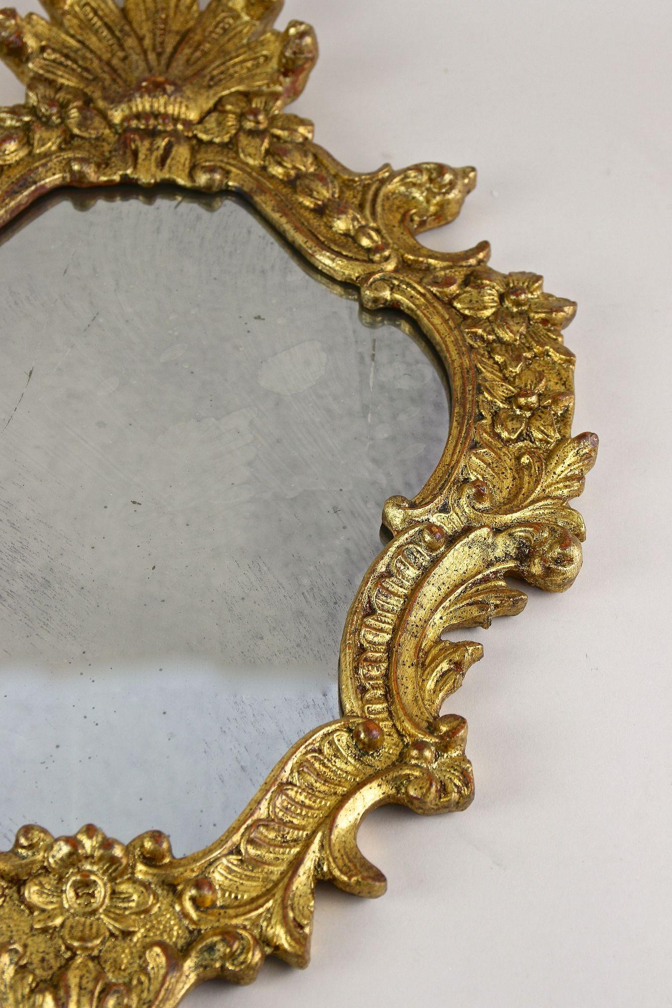 18th Century Gilt Baroque Mirror With Old Mirror Plate, Handcarved - IT ca.1790 1