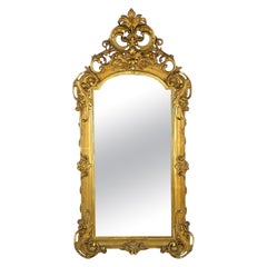 18th Century Gilt Baroque Wall Mirror Hand Carved, Austria, circa 1780