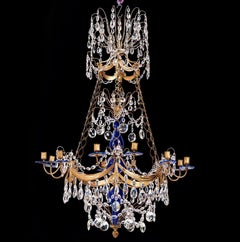 18th Century Gilt Bronze and Blue Glass Russian Chandelier