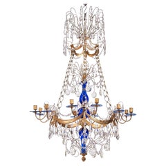 18th Century Gilt Bronze and Blue Glass Russian Chandelier