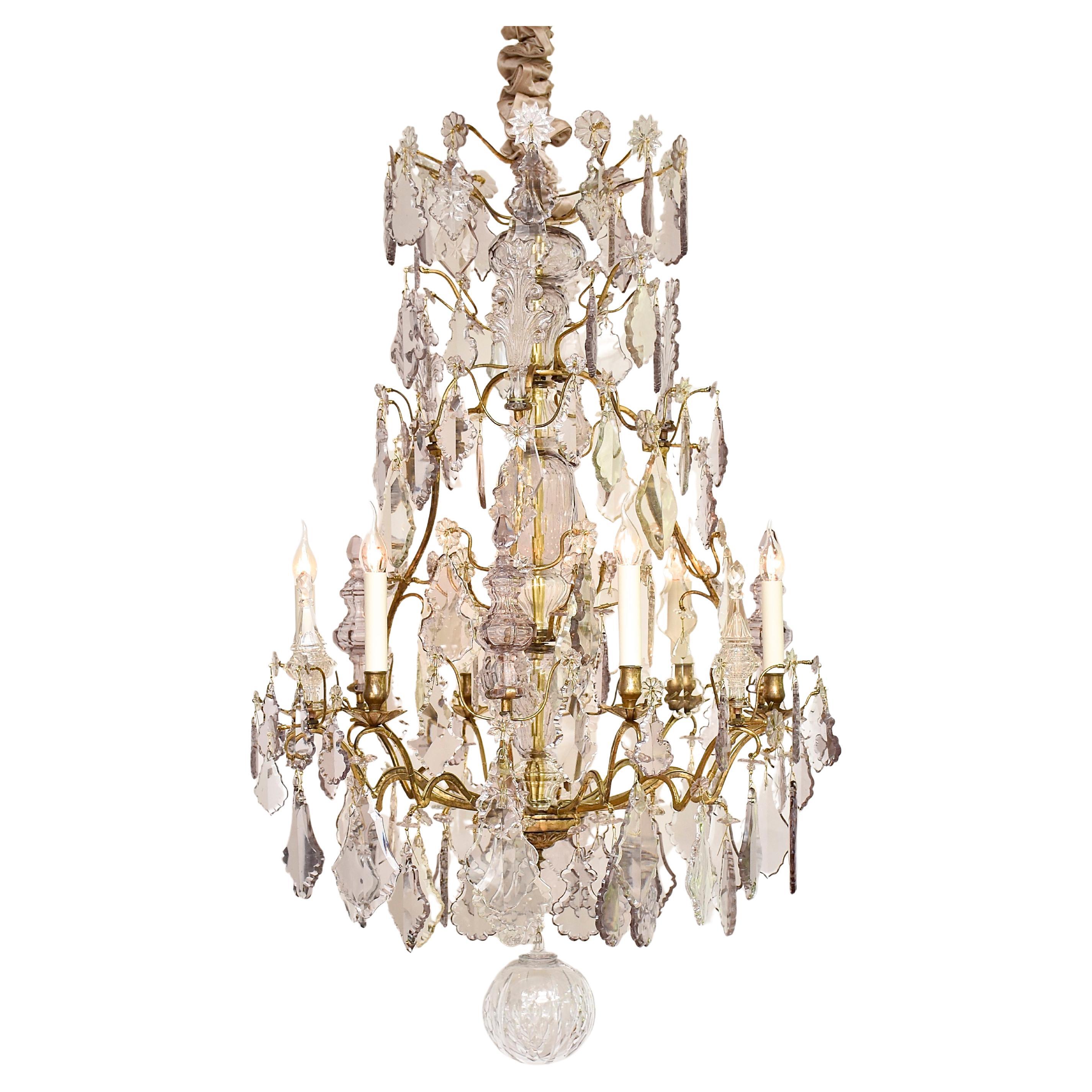 18th century gilt bronze and crystal chandelier, epoque Louis XV