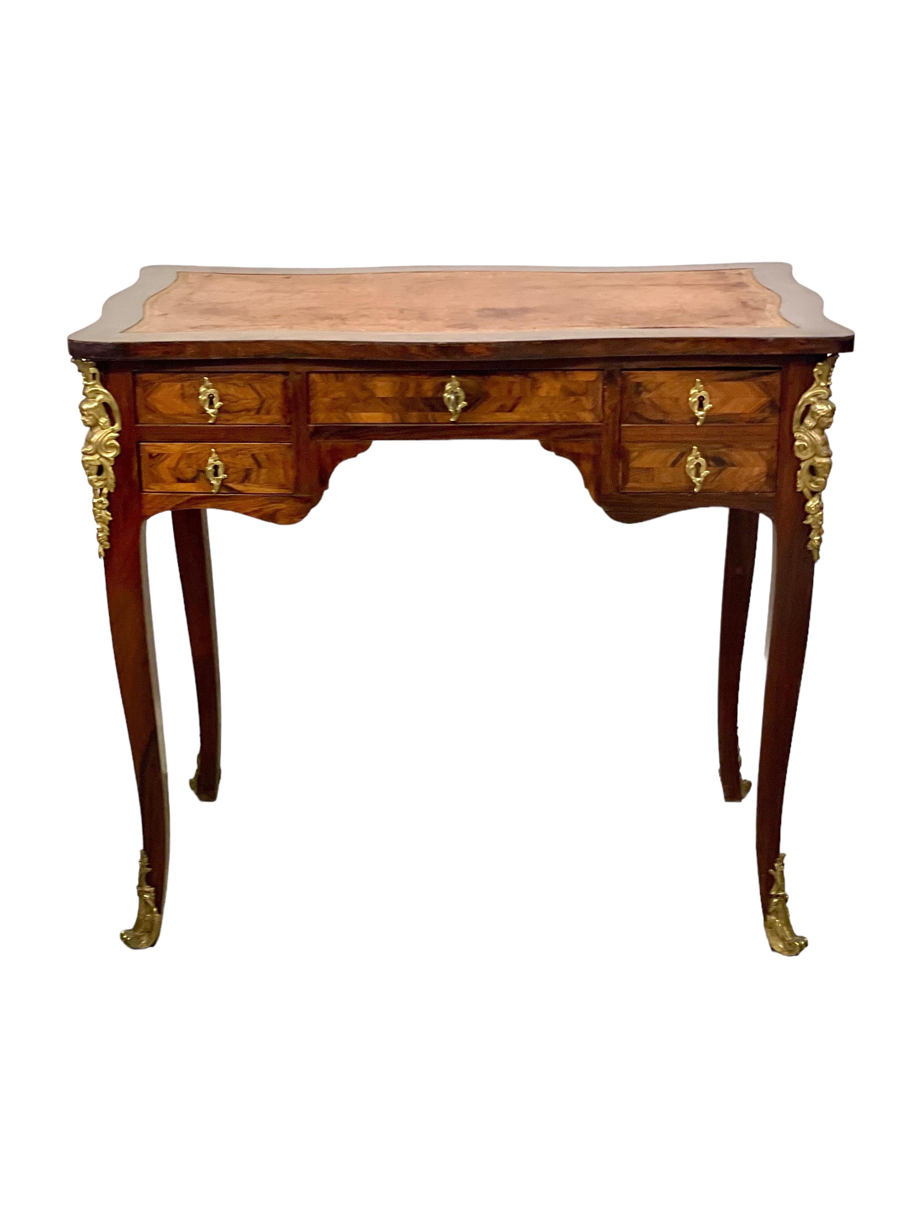 1750s Gilt Bronze Mounted Writing Lady Desk, by Adrien DELORME For Sale