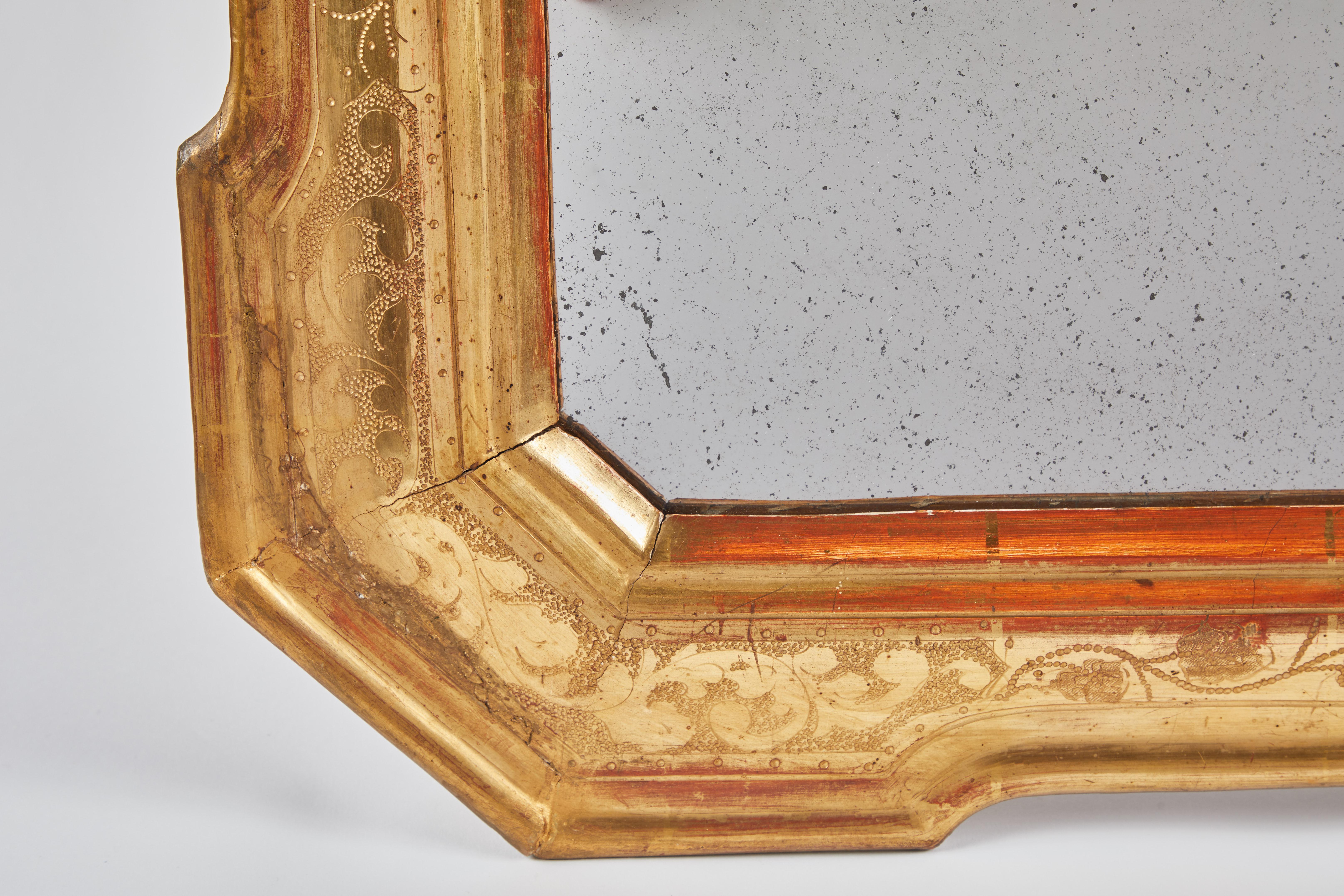 18th Century Gilt Italian Mirror from Lombardy In Good Condition In Pasadena, CA