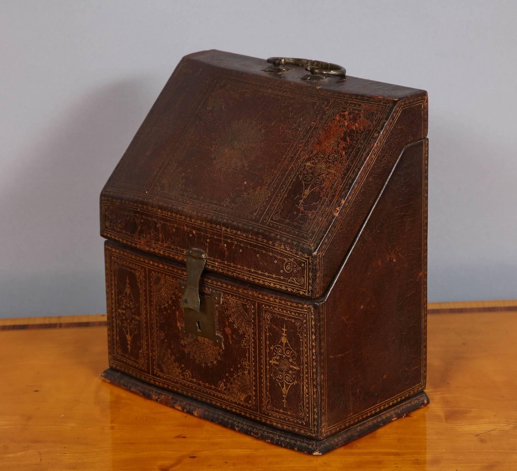 French 18th Century Gilt Tooled Leather Box