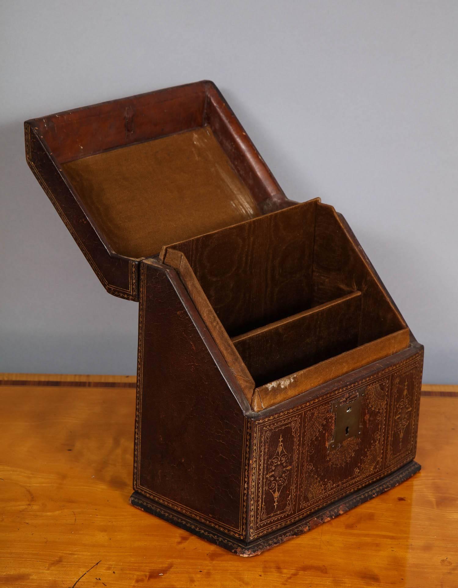 18th Century Gilt Tooled Leather Box In Good Condition In Greenwich, CT