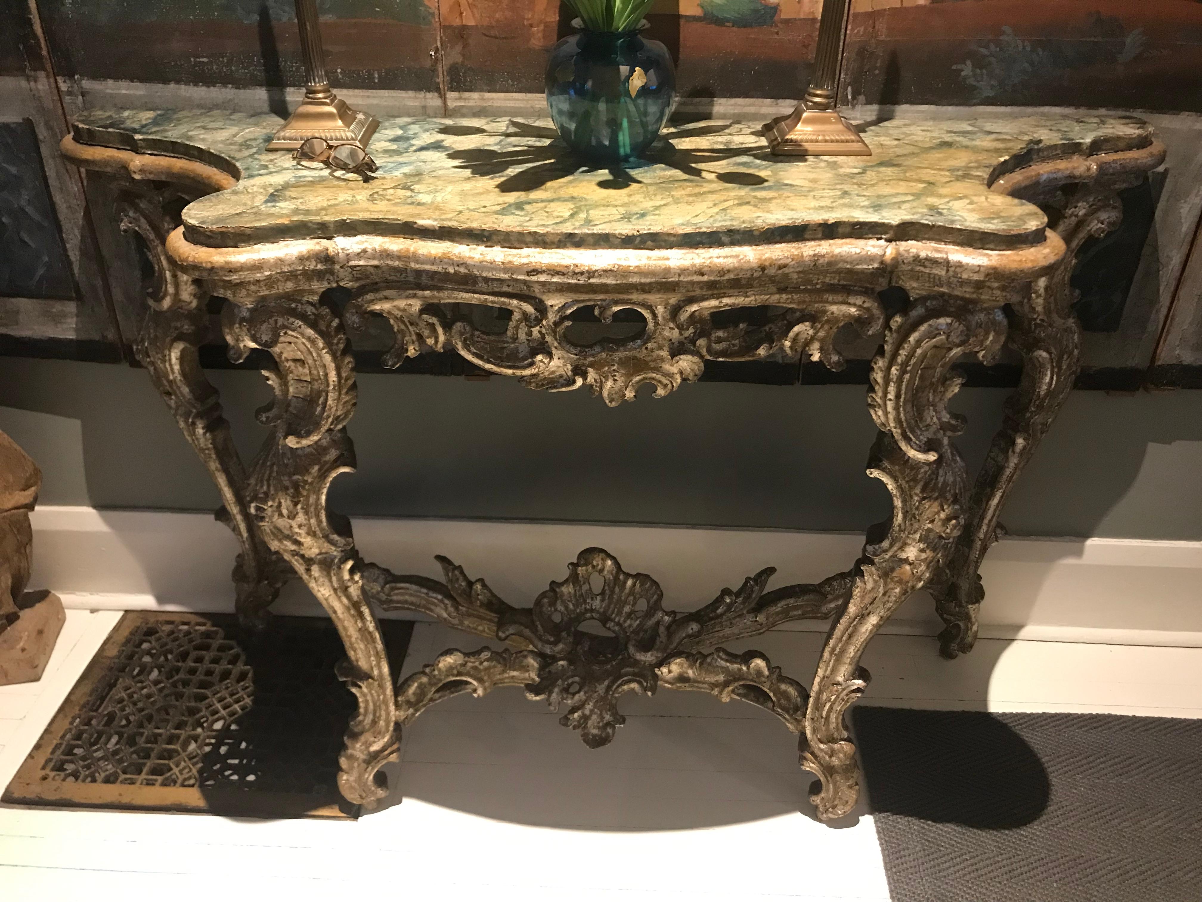 Italian 18th Century Gilt Venetian Console For Sale