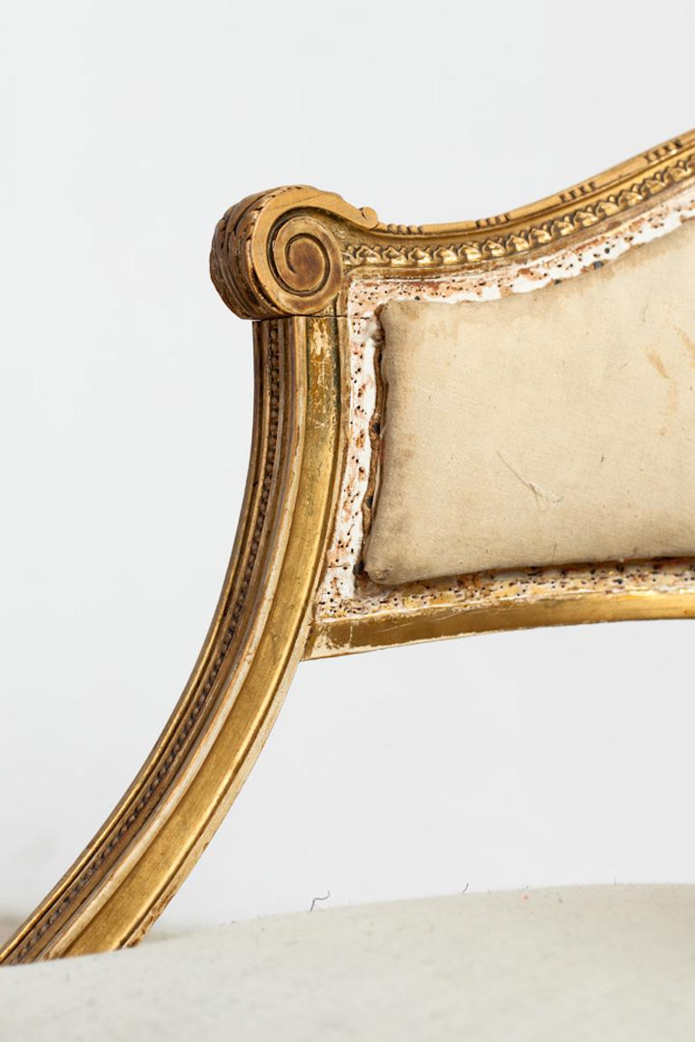 18th Century and Earlier 18th Century Giltwood Gustavian Bucket Chairs, Set of 4, Sweden, Circa 1790-1800
