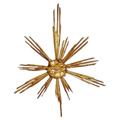 18th Century Giltwood All Seeing Eye of God Devotional Gold Sunburst
