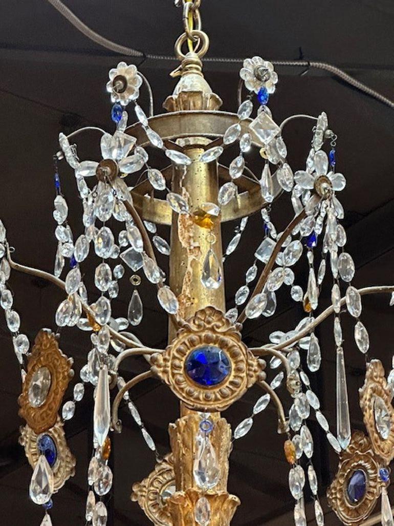 18th Century Giltwood and Crystal Chandelier from Genoa In Good Condition For Sale In Dallas, TX