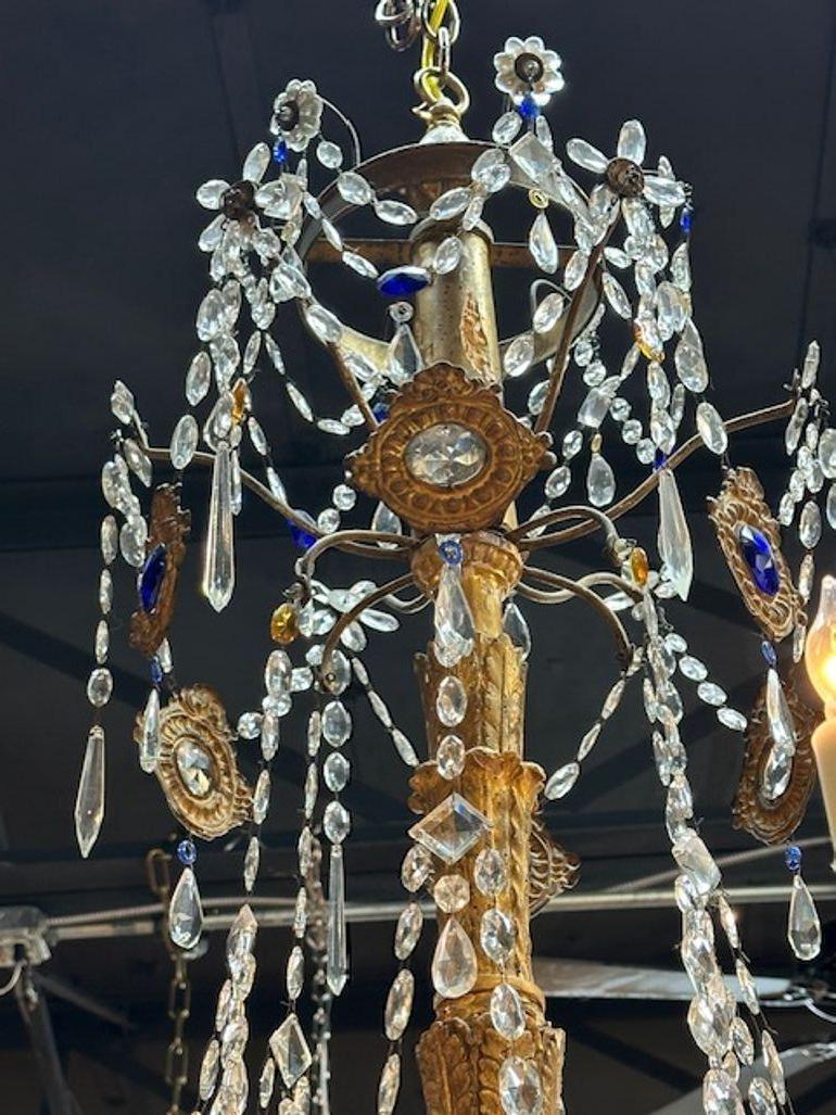 18th Century Giltwood and Crystal Chandelier from Genoa For Sale 1